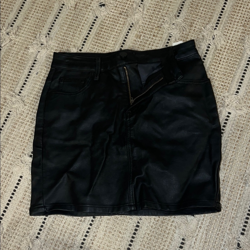 Black Faux Leather Skirt